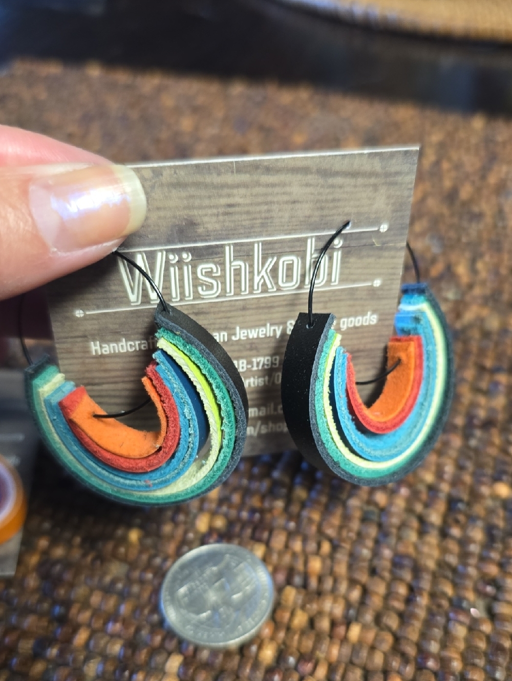 Multicolor Layered Leather Hoop Earrings